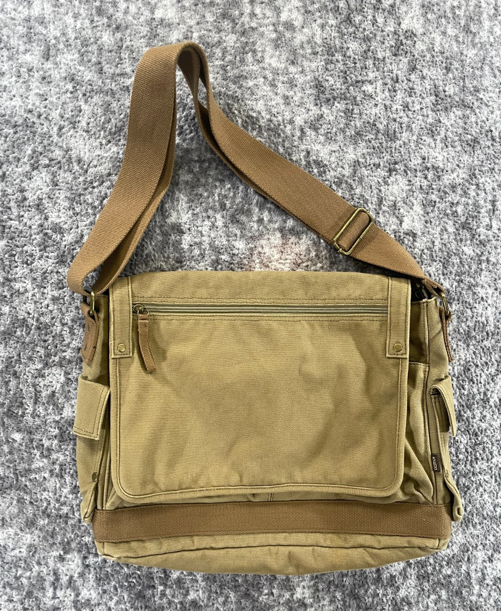 Gootium Canvas Messenger Bag 16" Tan Brown Unisex 100% Cotton